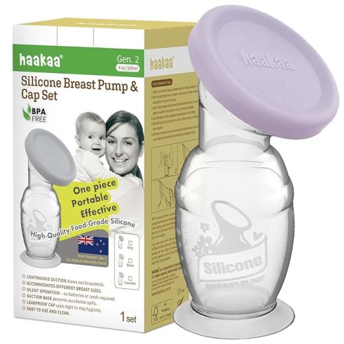 Haakaa Manual Breast Pump with Base 4 Fl Oz/100ml+Lid (Blush), Gen.2 - 4 Ounce - Lavender