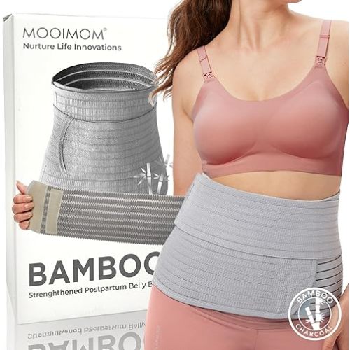 Postpartum Belly Band C Section Belly Binder Wrap Post Surgery Back Pain Waist Relief(Polyester Made with Bamboo Charcoal Fiber) Extra Large