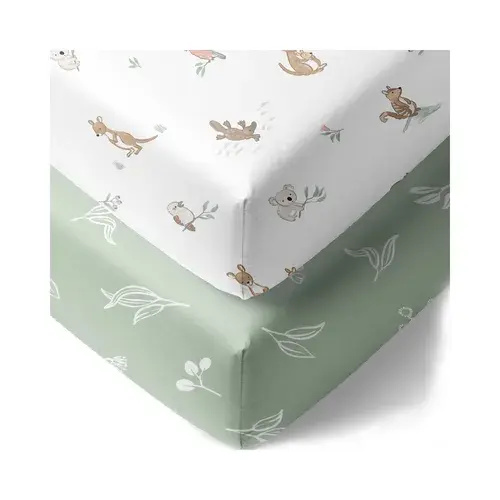 Living Textiles Cot Fitted Sheet 2 Pack Australiana | Baby Bunting AU