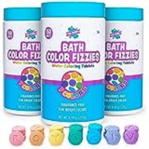 Tub Works® Bath Color Fizzies, 150 Count | Nontoxic & Fragrance-Free | Fizzy, Bath Color Tablets for Kids | Create Fun Bath Colors | Water Tablets in 7 Colors for Variety | Bath Bombs for Kids Bath