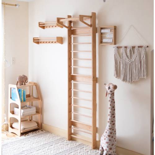 Indoor playground for Toddler room - Climbing wall with Slide, Swedish ladder, 1st birthday boy gift, educational toys, Sprossenwand kinder