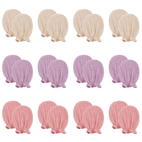 Pro Goleem Muslin Baby Mittens for Newborn, 100% Cotton No Scratch Soft Breathable Gloves for Boys and Girls 0-6 months