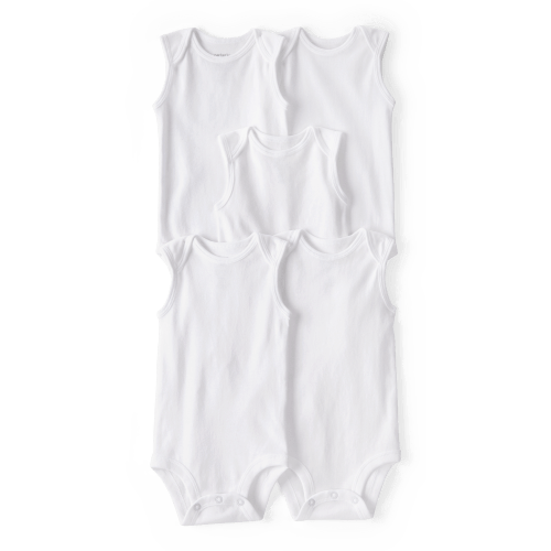 Baby 5-Pack Sleeveless Bodysuits - White - Carter's | Carter's