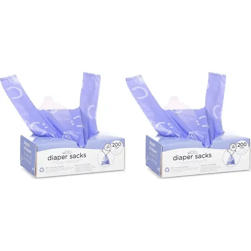 Ubbi Disposable Diaper Sacks, Lavender Scented, Easy-To-Tie Tabs, Diaper Disposal or Pet Waste Bags, 200 Count (Pack of 2)
