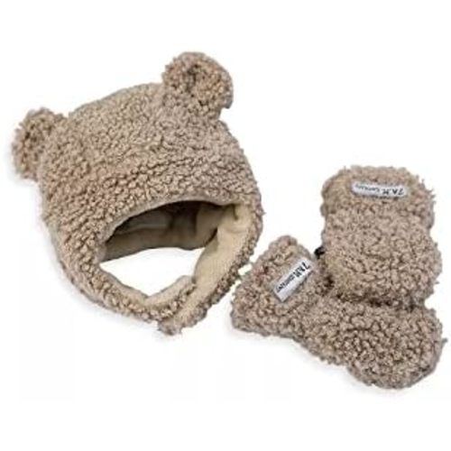 7AM Enfant Cub Set Teddy - Soft and Fluffy Plush Lining Like Bear Cubs, Machine Washable | Warm Coziest Hat & Mittens Set