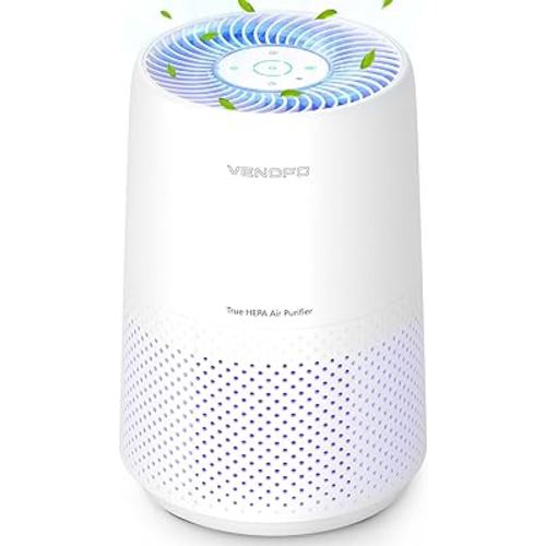 Air Purifiers for Bedroom, H13 HEPA Air Purifiers - 24dB Ultra-Quiet Sleep Mode, 360° Outlet Air Cleaner, 99.97% Particle Capture - Perfect for Home, Smoker, Allergies, VF10 (Cream White)