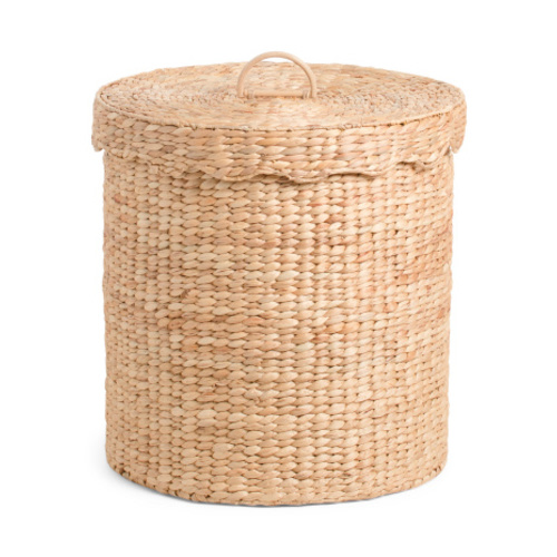 Water Hyacinth Round Basket With Removable Scalloped Lid | Office & Storage | Marshalls
