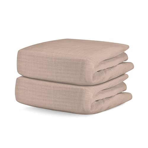 Newton Baby Organic Fitted Crib Sheets (2-Pack) - Ultra Breathable and Soft, 100% Organic Muslin Cotton, Clay, Fits All Standard Cribs