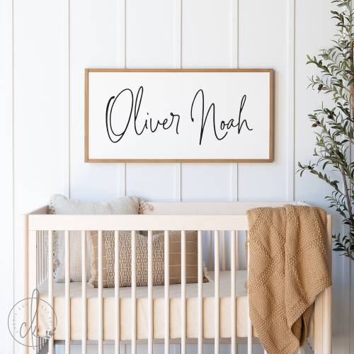 Name Sign For Nursery | Boy Name Sign | Nursery Room Decor | Baby Shower Gift | Wood Framed Sign | Oliver Noah