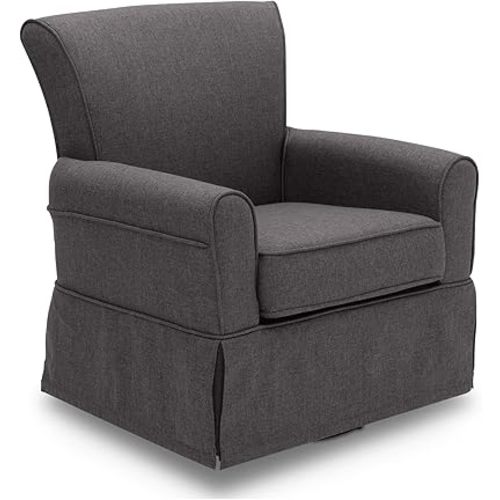 Delta Children Upholstered Glider Swivel Rocker Chair, Charcoal