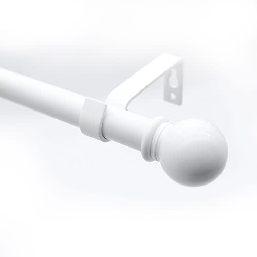 White Curtain Rods for Windows 32 to 78 inch, 3/4 inch Decorative Curtain Rod Set, Splicing Adjustable Heavy Duty Drapery Rod with Brackets for Bedroom, Livingroom