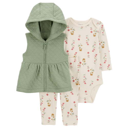 Carter's Child of Mine Baby Girl Vest Outfit Set, 3-Piece, Sizes 0/3-24 Months