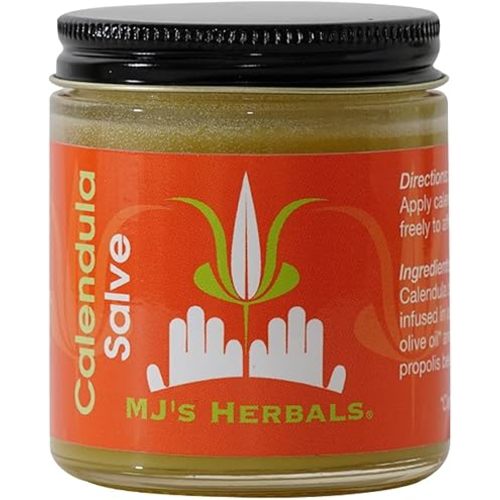 MJ’s Herbals Calendula Salve - Skin Soothing Balm, Coconut-Free Salve Made w/Calendula Blossoms and Propolis Beeswax (4 oz)