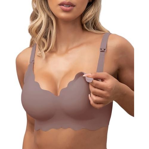 Nursing Bras for Breastfeeding Wavy Seamless Comfort Maternity Bralette Wireless Pregnancy Sleep Bra with Support
