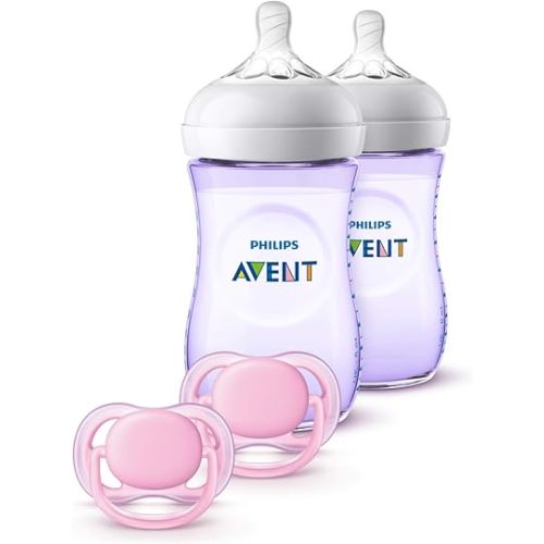 Philips Avent Natural Baby Bottle Purple Gift Set, SCD113/23