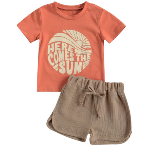 HERE COMES THE SUN Coral Summer Outfit - Hazel & Bo