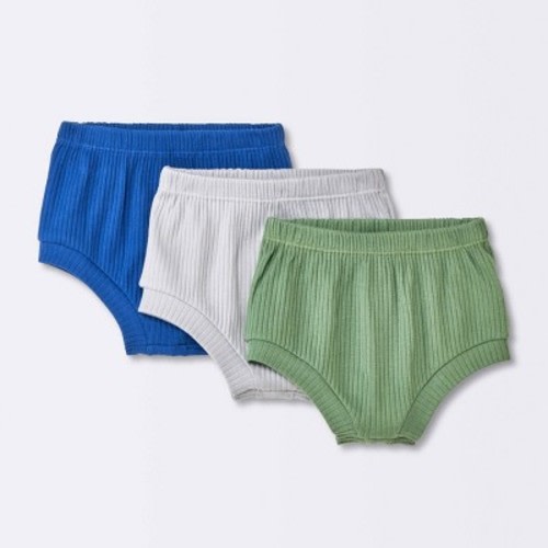 Baby Boys' 3pk Wide Rib Basic Bloomer - Cloud Island™ Gray 0-3M