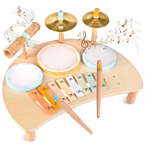 Amazon.com: Toddlers Drum Set Toys for 1 Year Old Boy Girls,Baby Drum with Xylophone for Toddlers 1-3,Musical Instruments, Kids Wooden Montessori Toys (Wood) : Toys & Games