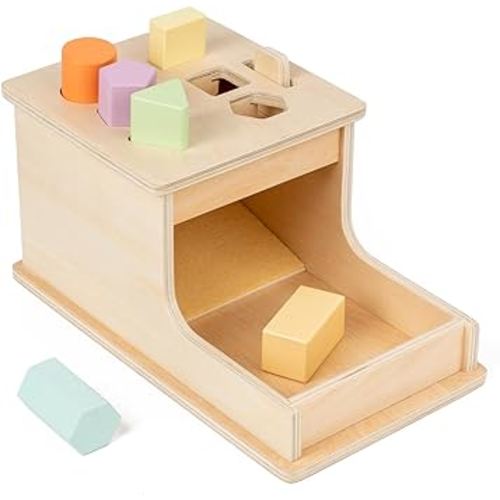 JOCES Montessori Toys for 1 Year Old, Toddler Toy, Object Permanence Box with 6 Blocks, Baby Toys 6-12 Months, Wooden Toy Box, Ball Drop Toy for 1 2 3 Year Old
