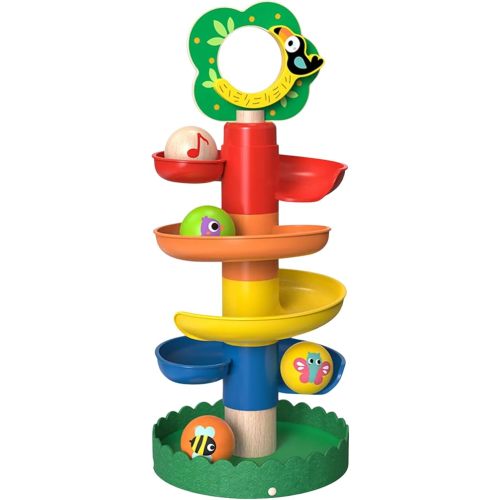 Wooden Ball Drop Tower Toy – Colorful Spiral Ramp Run with Rolling Balls – Sensory Toy for Toddlers, Hand-Eye Coordination & Fine Motor Skills Development