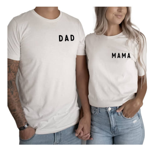 Mom and Dad Shirts Women Mama Letter Printed T-Shirt Mama Graphic Tee Casual Short Sleeve Tops Tee