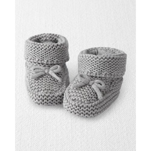 Baby Organic Cotton Crochet Booties in Gray (3-12M)