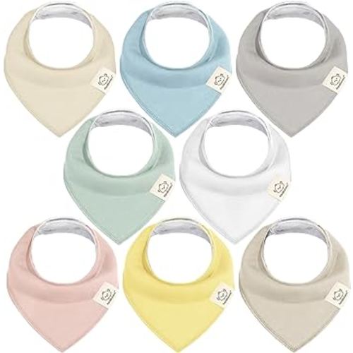 8-Pack Organic Baby Bandana Drool Bibs for Girls - Super Absorbent Baby Bibs for Baby Girls, Baby Boys, Soft Cotton Bandana Bibs, Baby Drool Bib, Teething Bibs for Infant, Toddler, Bib Girl (Dawn)