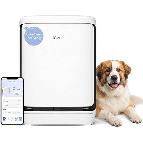 LEVOIT Vital Pet Pro Air Purifier for Home Pets Large Room, White | Auto-Clean Pre-filter, Dual Sensors for Heavy Pet Hair & Allergens, High-Carbon Filter for Dander & Odor, Smart APP Control