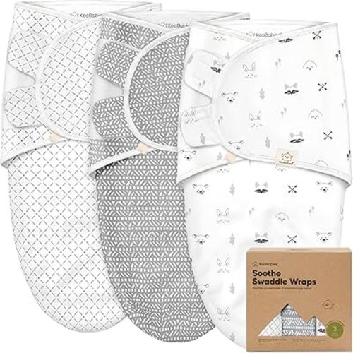 KeaBabies 3-Pack Organic Baby Swaddle Sleep Sacks - Newborn Swaddle Sack, Ergonomic Baby Swaddles 0-3 Months, Swaddles for Newborns,Baby Sleep Sack, Baby Swaddle Blanket Wrap,Baby Essentials(Nordic)