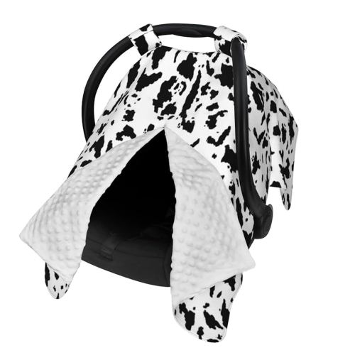 Black Cow Print Baby Car Seat Canopy Cover 39x27.5 Inches Multi Use Nursing Cover for Newborn Car Seat Canopy Mom Nursing Breastfeeding Covers Newborn Shower Gifts