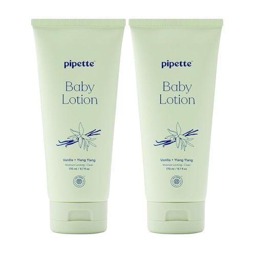 Pipette Baby Lotion, Vanilla + Ylang Ylang Scent, 5.7 fl oz (Pack of 2), Baby Lotion for Newborn, Sensitive Skin, and Kids, Non-Toxic and Hypoallergenic, Made with Ceramides