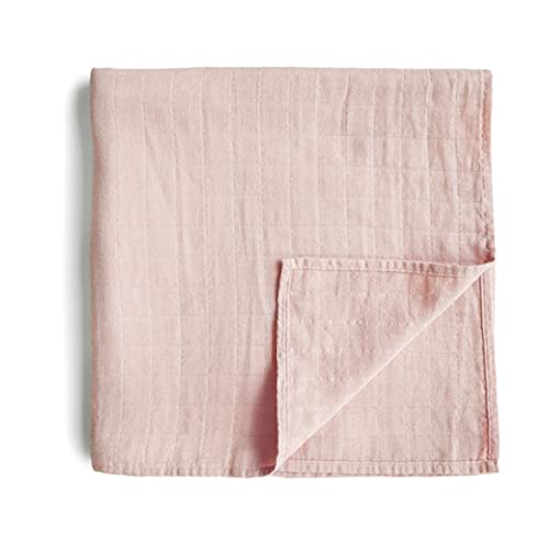mushie Muslin Baby Swaddle Blanket | 100% Organic Cotton (Rose Vanilla)