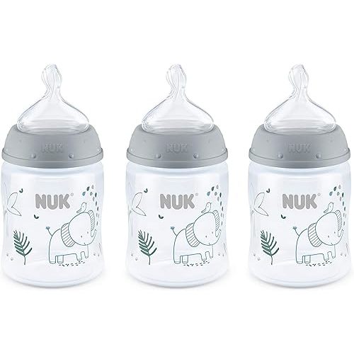 NUK Smooth Flow Anti Colic Baby Bottle, Elephant, 5 Ounce (3 Pack)