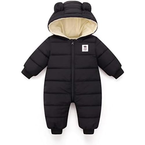 JiAmy Baby Winter Snowsuit,Girls and Boys Hooded Warm Romper,Infant Clothes Jumpsuit Newborn baby Winter Outfits 0-36 Months