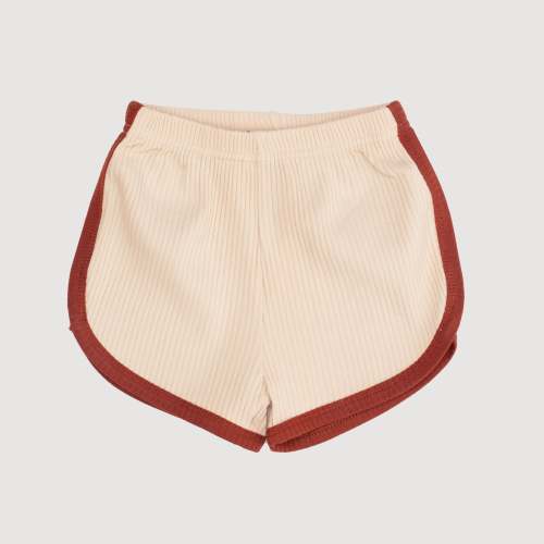 Retro Ribbed Shorts - Oatmeal with Rust Binds – bel & bow