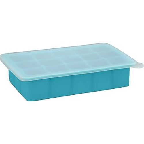 green sprouts Fresh Baby Food Freezer Tray | Perfectly portioned for baby's first feedings | Clear lid for covering food & stacking trays, Flexible for easy removal, Dishwasher safe, Aqua