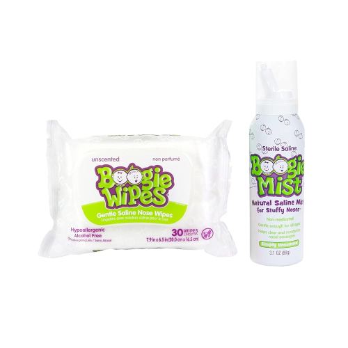 Boogie Baby Wipes & Saline Nasal Spray Bundle Wipes, Unscented Scent,1 Pack of 30 (30 Total Wipes), 3.1 oz (1 Saline Nasal Spray)
