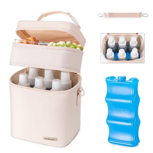 BABEYER Breastmilk Cooler Bag with Ice Pack Fits 6 Baby Bottles Up to 9 Ounce