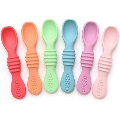 PrimaStella Silicone Chew Spoon Set for Babies and Toddlers | Safety Tested | BPA Free | Microwave, Dishwasher and Freezer Safe