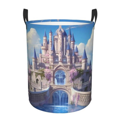 KLL Majestic Fantasy Castle Waterproof Foldable Laundry Hamper Bucket with Handles for Storage Bin,Kids Room,Home Organizer ( )