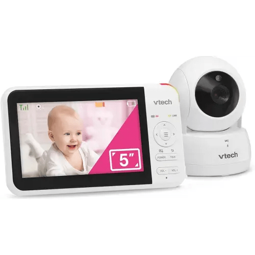 VTech VM924 Pan & Tilt Video Baby Monitor, 5" LCD Screen, Up to 17 Hrs Video Battery Life, Plug & Play, 1.33x Zoom, Night Vision, Up to 1000ft Range, Soothing Sounds, 2-Way Talk, Secured Transmission