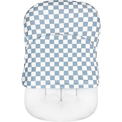 DILIMI Baby Lounger Cover for Boys and Girls, Removable Cover Ultra Soft Comfortable Lounger Slipcover, Blue Checkerboard (Lounger not Included)