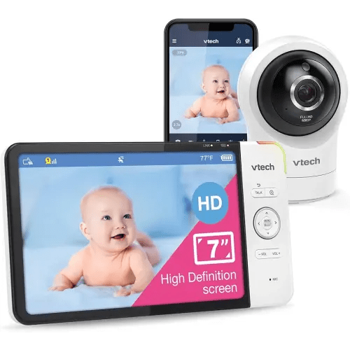 VTech RM7764HD 1080p WiFi Remote Access Baby Monitor, 360° Pan&Tilt, 7” 720p HD Display, HD Night Vision, Soothing Sounds, 2-Way Talk, Temperature Sensor, Motion Detection, iOS & Android