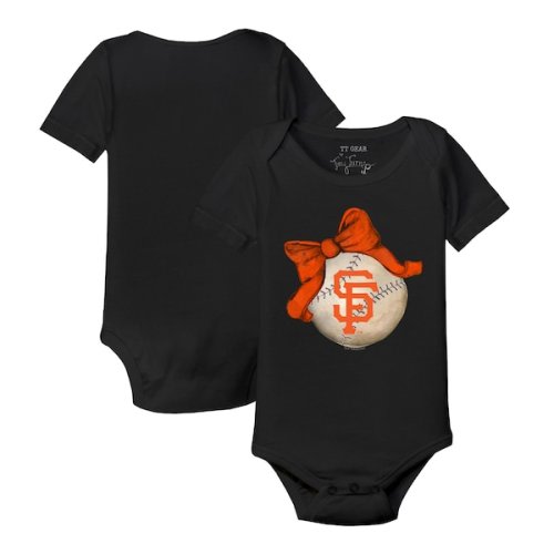 Infant San Francisco Giants Tiny Turnip Black Baseball Bow Bodysuit