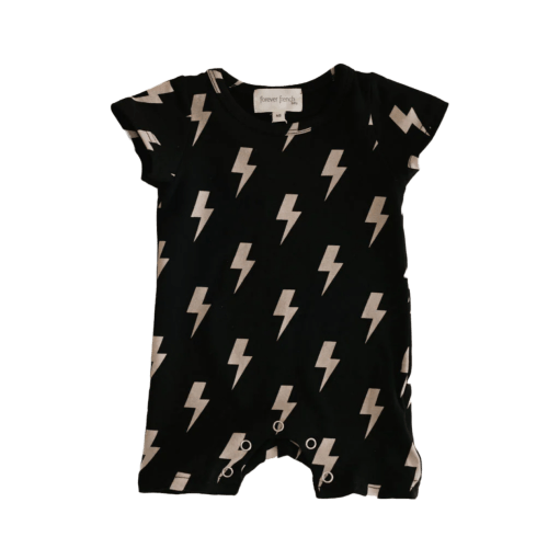 Black & White Lightning Bolt | T-Shirt Romper