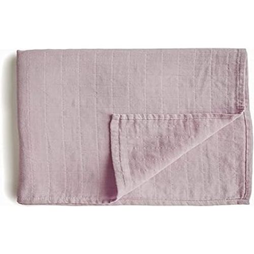 mushie Muslin Baby Swaddle Blanket | 100% Organic Cotton (Soft Mauve)