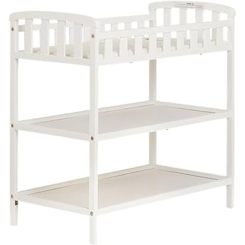 Dream On Me Emily Changing Table In White, Comes With 1" Changing Pad, Features Two Shelves, Portable Changing Station, Made Of Sustainable New Zealand Pinewood