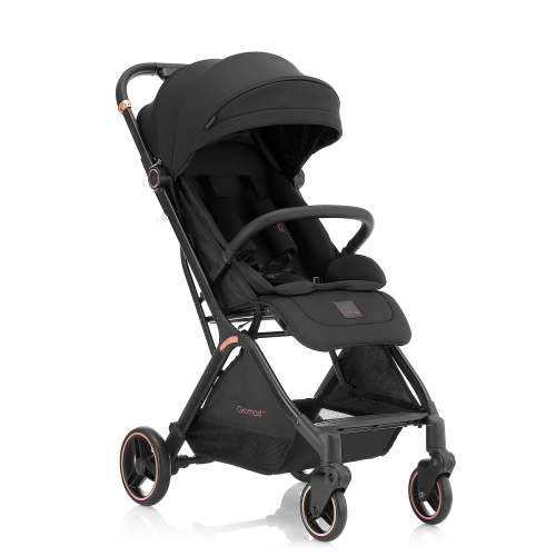 Gravity Folding Baby Stroller - Portable Toddler Stroller w/ Adjustable Backrest & Canopy, Lightweight and UV Protected Travel Stroller, One-Hand Automatic Folding - Black