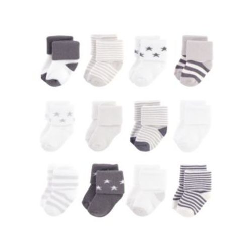 Baby Boys Baby Unisex Organic Cotton Socks, Gray Charcoal Stars