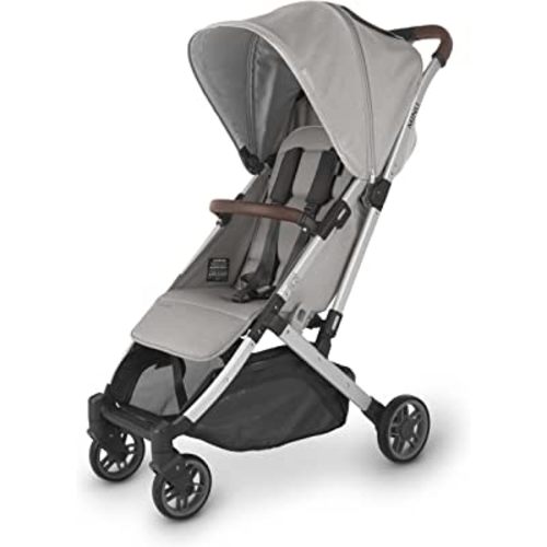 UPPAbaby Minu V2 Travel Stroller/Lightweight, Portable Design/One-Hand Fold/Shoulder Strap and Leather Bumper Bar Included/Stella (Grey Mélange/Silver Frame/Chestnut Leather)